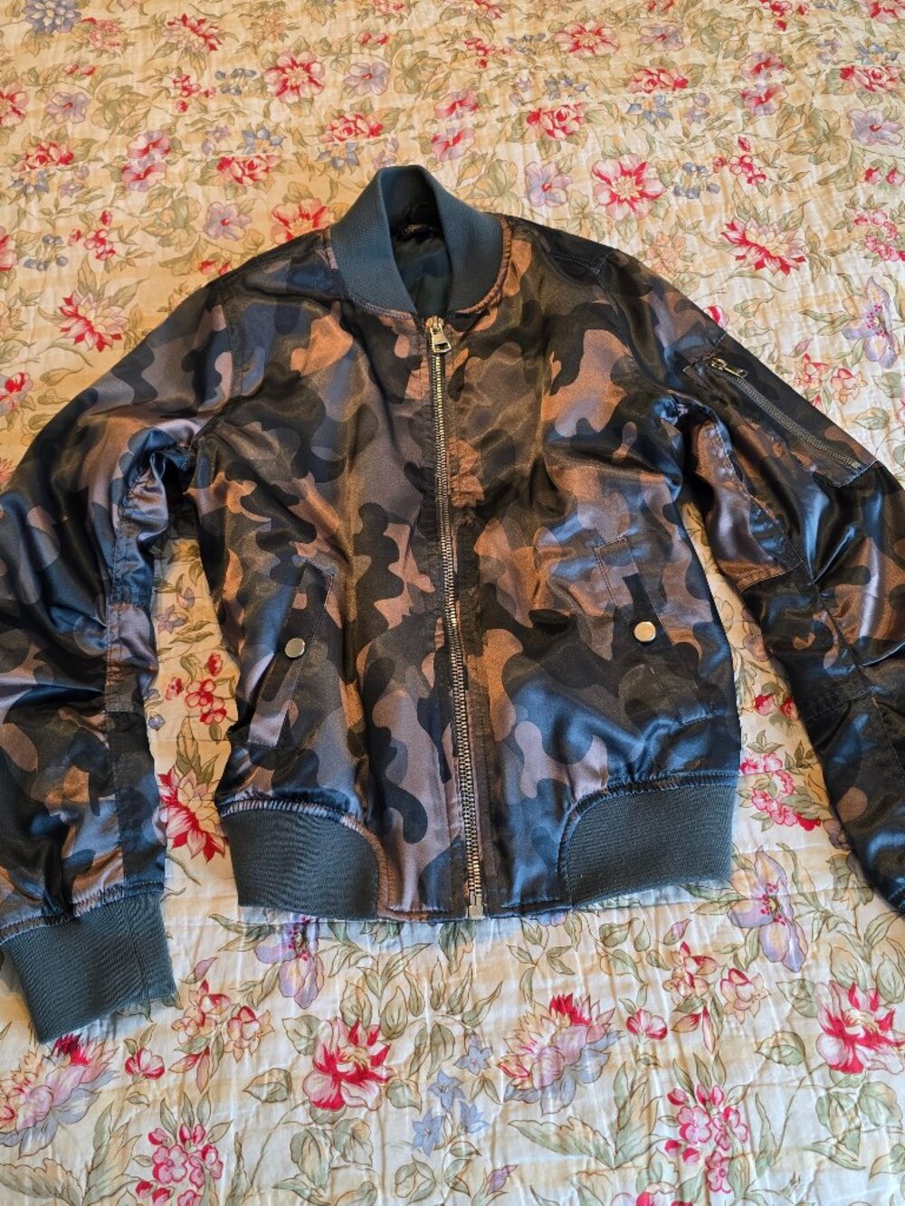 TopShop Camo Bomber Jacket, Size 4